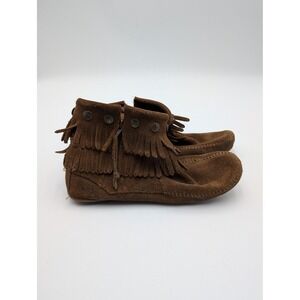 Minnetonka Boots Womens Size 9 Brown Suede Fringe Ankle Moccasin Flat Western